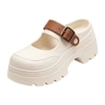 thumbnail image 3 of Rokment Women's Chunky Platform Slip on Mary Jane with Adjustable Back Strap 2026 Casual Height Increasing Barefoot Slip on Water Sandals Dress Clogs White Size 6, 3 of 5
