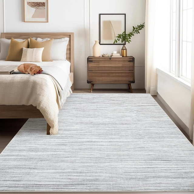 4x6 Area Rug for Bedroom Modern Solid Throw Floor Cover Machine Washable Non-Slip Low Pile Simple Rug Contemporary Minimalist Area Rug for Living Room Dorm Home Nursery Room, Grey