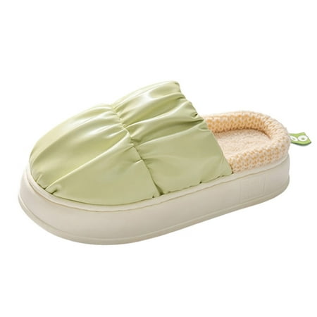 

Slippers for Women Couple Women S Winter Indoor Home Thick Bottom Non Slip Waterproof Fleece Warm Cotton Slippers Womens Slippers Pu Green 39