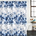 thumbnail image 2 of Blue Floral Shower Curtain, Waterproof Shower Curtains for Bathroom, Vintage Farmhouse Garden Flower Leaves Washable Fabric Bathtub Curtain Set Bath Decor with 12 Hooks 48"x72", 2 of 8