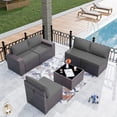 thumbnail image 5 of Kullavik Patio Furniture Set Sofa 6-Piece Wicker Sectional Sofa Set, Outdoor Furniture Rattan Patio Conversation Set with Thickened Cushions and Glass Coffee Table,Gray, 5 of 8