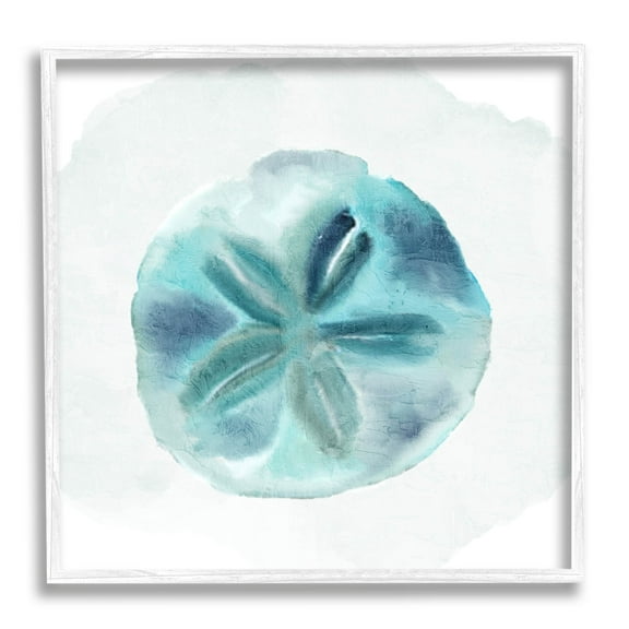 Stupell Industries Beachy Blue Sand Dollar Graphic Art White Framed Art Print Wall Art, Design by Kim Allen