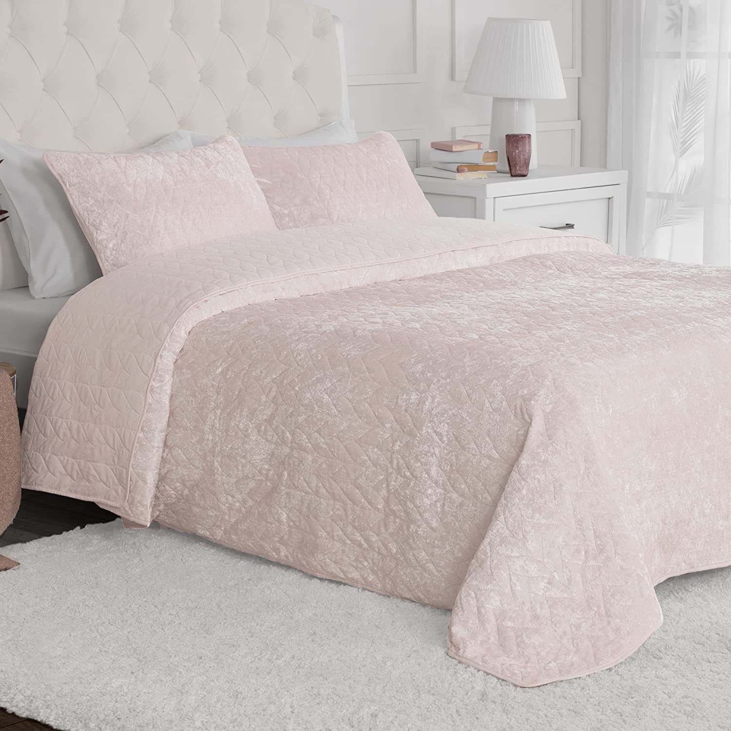 SOURCE Oversized Velvet Comforter Set Queen Soft & Luxurious 3pc