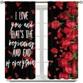 thumbnail image 2 of Black Rose Blackout Curtains,Romantic Love Heart Red Roses Flowers Plants Love Inspirational Quotes Windows Treatments Rod Pocket Drapes for Girls Living Room Bedroom Kitchen 55x63in, 2 of 6