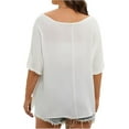 thumbnail image 3 of Plus-Size Women's T-Shirt Solid Color Off-The-Shoulder Ruffled Casual Loose Short Sleeve, 3 of 6