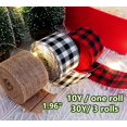thumbnail image 4 of Burlap Ribbon for Gift Wrapping Christmas Tree Ribbons Buffalo Plaid Black White Red Craft Wired Edge Ribbon for Gift Wrapping Christmas Crafts Decoration 30 Yards 3 Rolls, 4 of 9