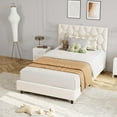 thumbnail image 3 of Beige Twin-XL Bed Frame with Upholstered Headboard, Heavy-Duty Platform Bed Frame with Adjustable Headboard, Strong Wood Slat Support/No Box Spring Needed/Noise Free, 3 of 8