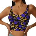 thumbnail image 2 of Picia Golden Snake And Purple Rose Sports Bra for Women,Padded Strappy Sports Bras Medium Support Yoga Bra with Removable Cups,Running Yoga Bra-, 2 of 9