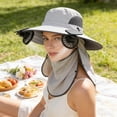 thumbnail image 5 of Nkmbld Solar Fan Hat with Neck Flap, Wide Brim Sun Hat with 2 Removable Usb Solar Charging Fans, Outdoor Hiking Camping Fishing Cap for Men Women, 5 of 8