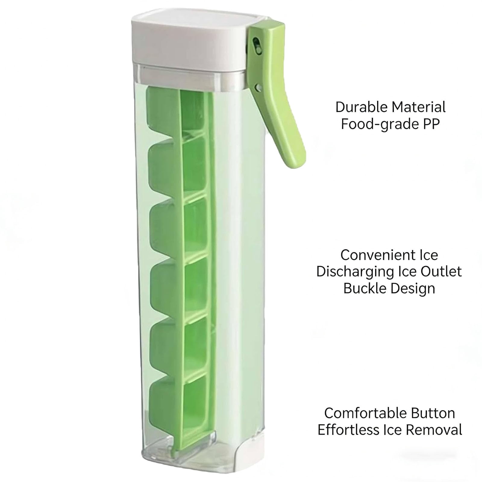 One Glass Ice Maker, Ice Cube Tray, One Hand Press Ice-Tray Mold with Handle, 6 Grid Easy Release Icess Cube Mold, Space-Saving Design and Easy Maintenance