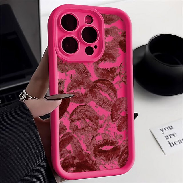 Coques en Silicone Liquide Lèvres Rouges pour iPhone 11 Étui iPhone 13 12 14 15 Pro Max TP X XR 7 8 Plus SE 2020 2022 Étui Souple Antichoc 04OC65 pour iPhone 14