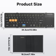 Mini Foldable Keyboard 3-Bluetooth Multi-Device Switch, Compact PU Keyboard with Touchpad Compatible for Tablet and Phone, Portable for Travel