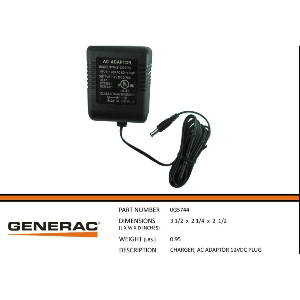 Original 0G5744 Generac Charger AC Adapter 12VDC Plug