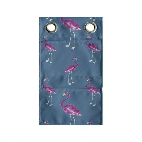 Blue and Pink Hanging Pocket Organizer, Pattern Exotic Flamingo, Printed Polyester Storage Bag with Pockets, 9" x 16", Dark Turquoise Pink