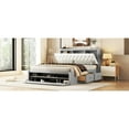 thumbnail image 5 of Queen Size Bed With Gray Wood Platform, Headboard Storage, 4 Drawers & Shoe Rack Make Platform Storage Headboard, Drawers, Rack, Version, 5 of 7