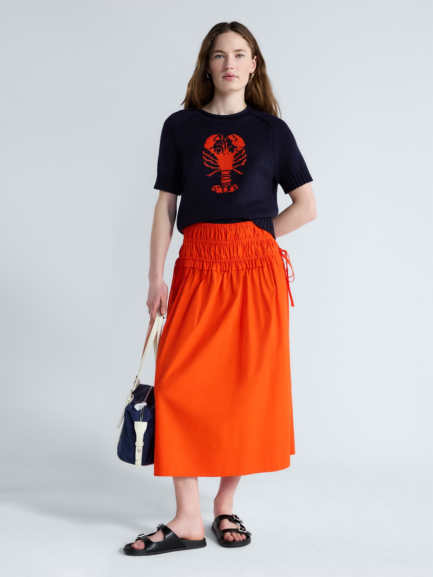 Free Assembly Women's and Women's Plus Smocked Drawstring Cotton Maxi Skirt, Sizes XS-4X