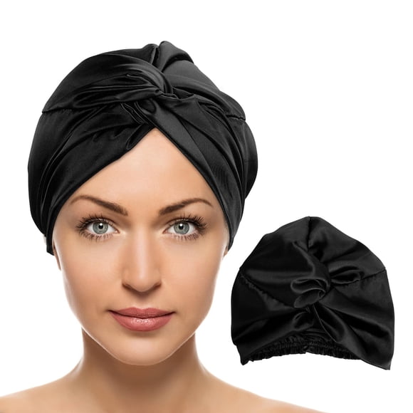 Arqumi Gorro de Seda para Cabello Rizado Mujer Gorro de Dormir de Cabello satinado de Doble Capa Gorro de Noche Ajustable Puro Rosa