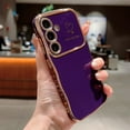 thumbnail image 2 of For Samsung Galaxy S24 FE Phone Case for Women Girls,Double Love Hearts Print Designing,Wavy Frame Curly Shape,Shockproof TPU Luxury Electroplated Anti-fall Protective Phone Case Cover,Darkpurple, 2 of 9