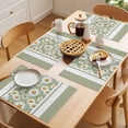 thumbnail image 5 of Sage Green Daisy Placemats Set of 12 Farmhouse Floral Green Striped Place Mats Indoor Wipeable Table Mats Washable Cloth Dining Table Placemats for Kitchen Holiday Party Home Decor 13x19 Inch, 5 of 9