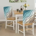 thumbnail image 5 of Abstract Geometric Dining Chair Back Cover Only, Teal Brown Gradient Waves Beach Linen Textured Chair Back Covers Set of 6, Removable Washable Slipcovers for Dining Room, Wedding & Holiday Decoration, 5 of 9