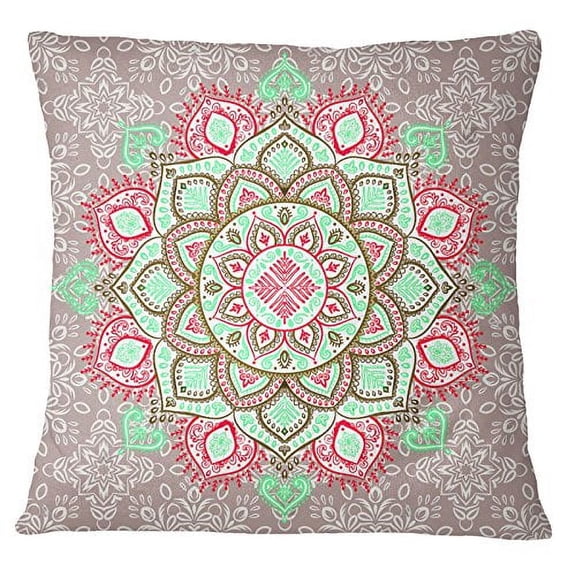 S4Sassy Home Decor Mandala Print Square Red Cushion Case Pillow Cover Throw -12 x 12 Inches