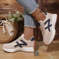 thumbnail image 3 of Rokment Vintage Fashion Sneakers for Women Comfortable Leather Suede Patchwork Athletic Non Slip Running Walking Tennis Skate Shoes Height Increasing White Size 9, 3 of 6