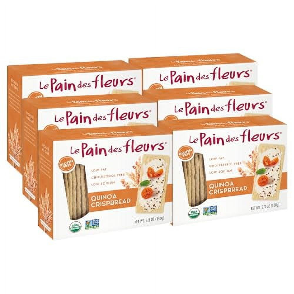 Le Pain des Fleurs Organic Crispbread, Quinoa | Gluten Free, Kosher, Vegan – 6 Pack (5.3 oz each)