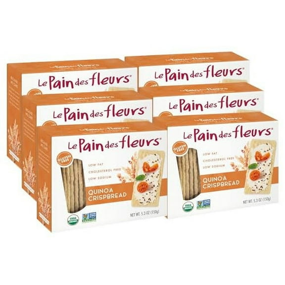 Le Pain des Fleurs Organic Quinoa Crisp Breads, Gluten Free, 6-Pack, 4.4oz