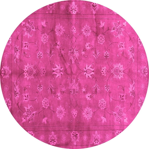 Ahgly Company Indoor Round Abstract Pink Contemporary Area Rugs, 5' Round