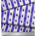 thumbnail image 2 of Soimoi Blue Cotton Voile Fabric Leaves & Owl Stripe Printed Craft Fabric by the Yard 42 Inch Wide, 2 of 3