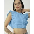 thumbnail image 4 of Moomaya Button Down Solid Cotton Crop Top, Frilled Sleeve Tops Summer Clothing, 4 of 8