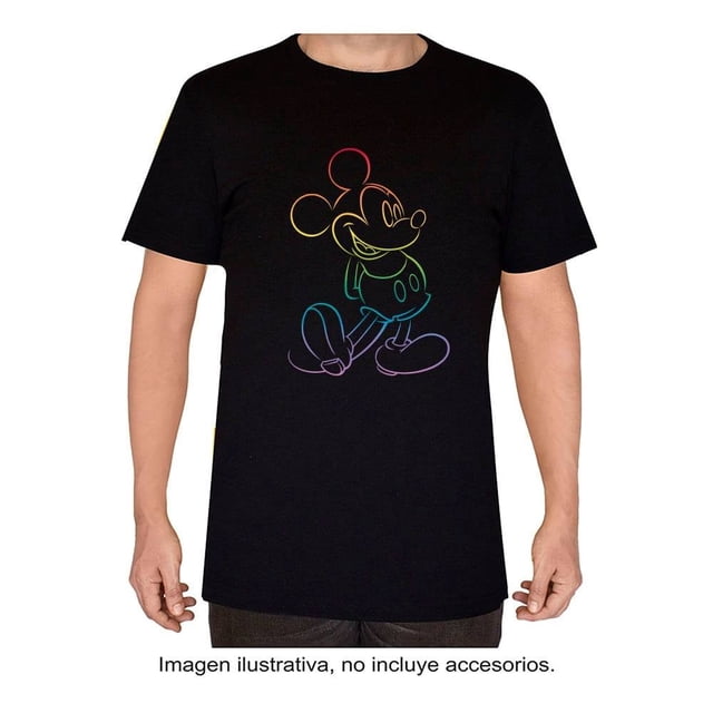 Playera Mickey Talla G con Estampado Silueta Pride Rainbow Negro