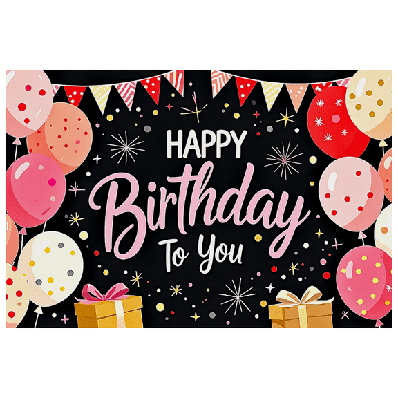 Happy Birthday Backdrop Banner Party Decorations Balloons Stars Gifts Celebration Background for Birthday Party Supplies Theme Photography Props