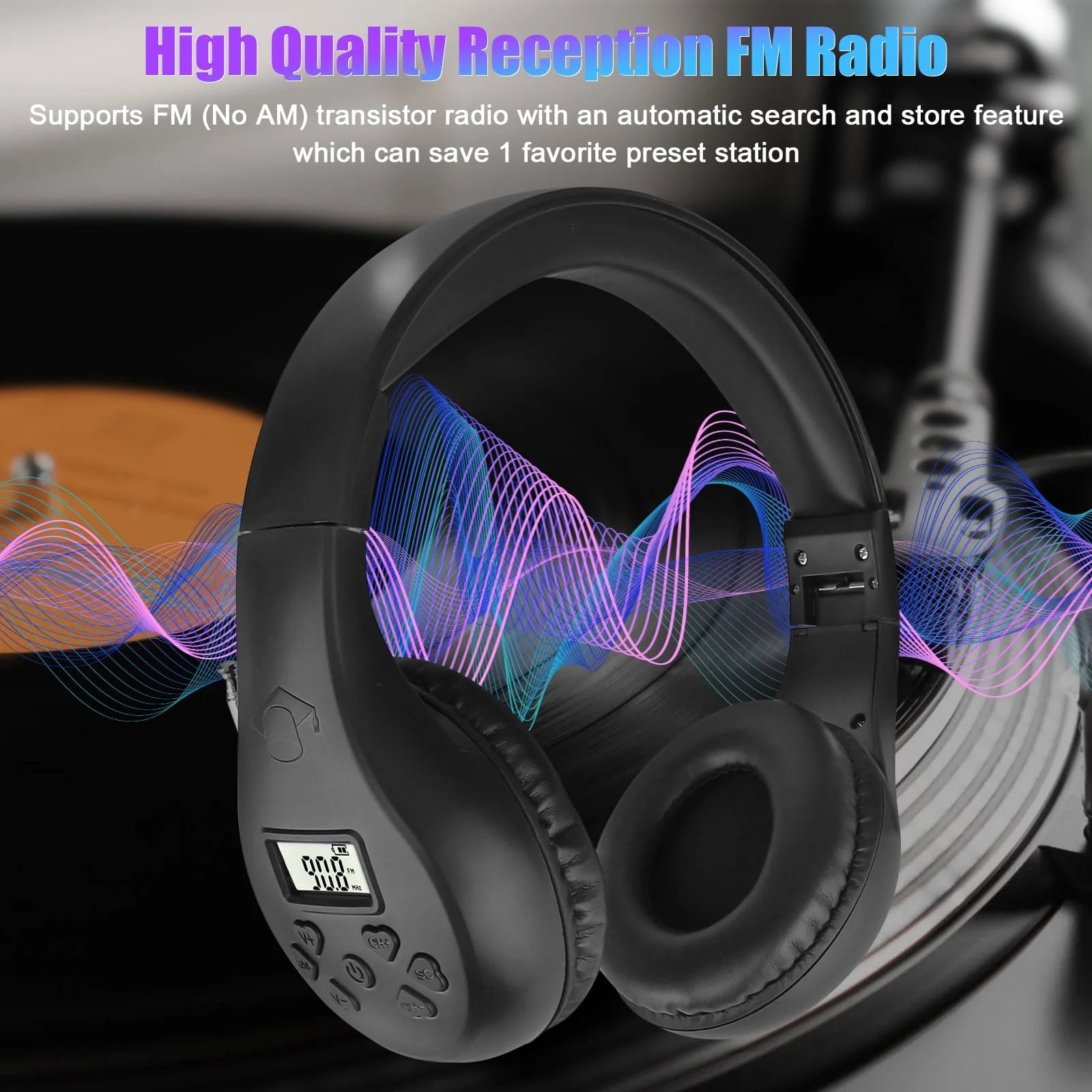 Portable Personal FM Radio Headphones with Best Reception, Digital Radio Wireless Headset with Soft Ear Muffs for Walking, Jogging, Riding, Mowing