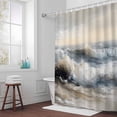 thumbnail image 3 of Ocean Beach Wave Bathroom Shower Curtain, Impressionist Oil Painting Style Waterproof Washable Soft Bath Curtain for Bathtub Decor with 12 Hooks&Grommet, 72x72 Inch, 3 of 9