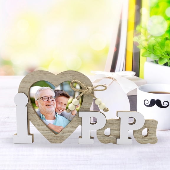 Wooden Heart Photo Frame - Wedding English Letter Design, Home Decor Picture Frame for Couples and Anniversary Gift
