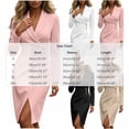 thumbnail image 2 of Iyufng Women Long Sleeve Blazer Midi Dresses, Lapel Wrap V Neck Gold Button Ruched Split Bodycon Pencil Dress, Women's Elegant Business Work Office Formal Cocktail Party Sheath Dress, 2 of 7