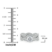 JeenMata 1.25 Carat Round Cut Moissanite Wedding Set - Bridal Set - Infinity Ring - Forever Ring - Promise Ring - 18k White Gold Plated for Women
