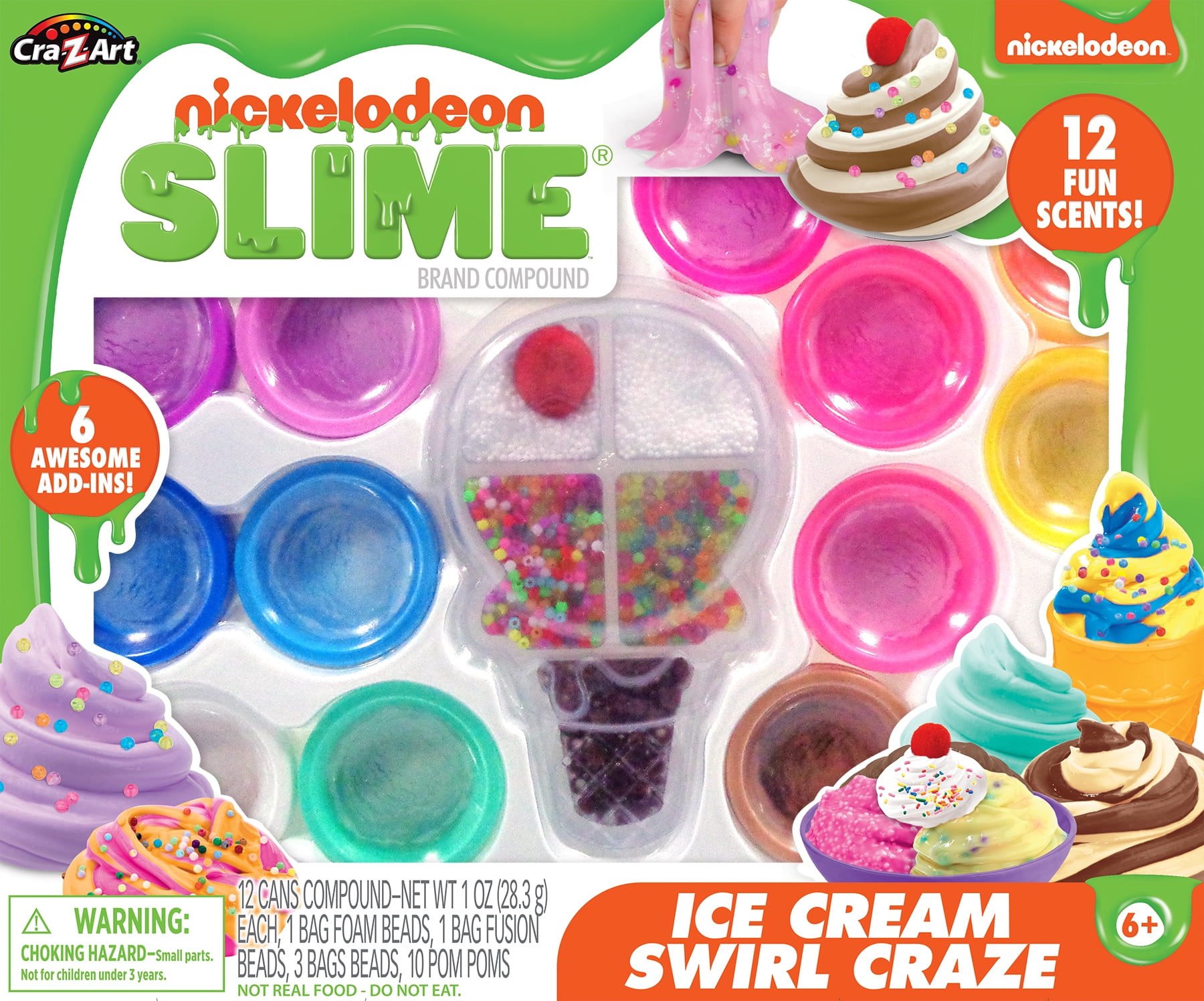 CraZArt Nickelodeon PreMade Slime Ice Cream Swirl Blendz