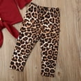 thumbnail image 5 of Baby Pants Set Toddler Girls Christmas Longsleeve Ruffle Top Leopard Legging Pants Outfits Fall Clothes Set, 5 of 7