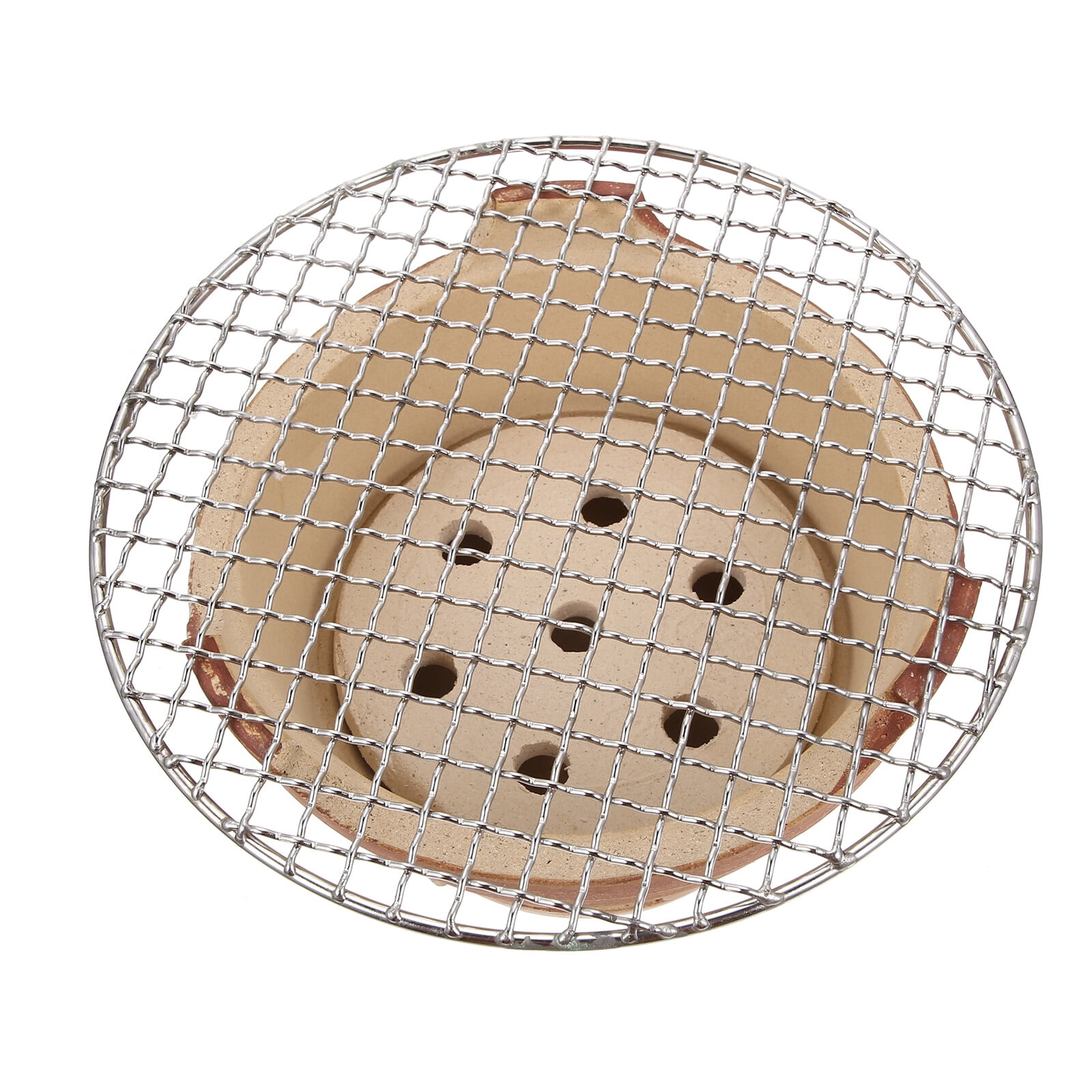 1Set Retro Charcoal Barbecue Stove Crude Pottery Stove with BBQ Net for Outdoor