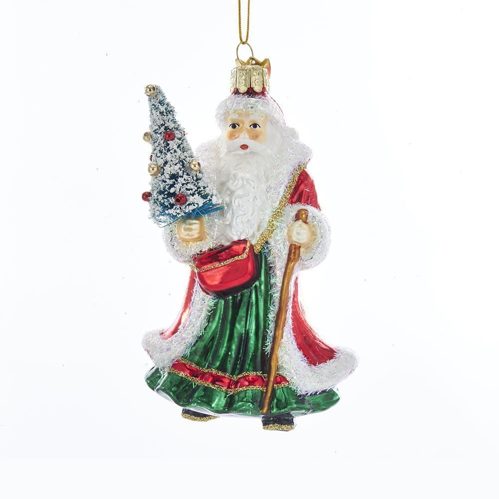 Noble Gems SANTA w/ OPEN COAT Glass Christmas Ornament by Kurt Adler 5" Tall 