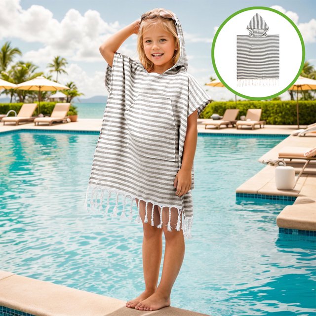 Accesorios de baño Toalla de playa suave de secado rápido que absorbe el agua Toalla de playa para surfear en la playa Capa con capucha para niños Capa de toalla de playa de algodón