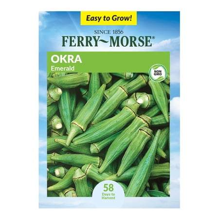 Ferry-Morse 3.1G Okra Emerald Annual Vegetable Seeds, Full Sun