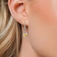 thumbnail image 3 of Gem Stone King 925 Sterling Silver Yellow Citrine and Lab Grown Diamond Earrings for Women | 1.40 Cttw | Gemstone November Birthstone | Heart Shape 6MM, 3 of 6
