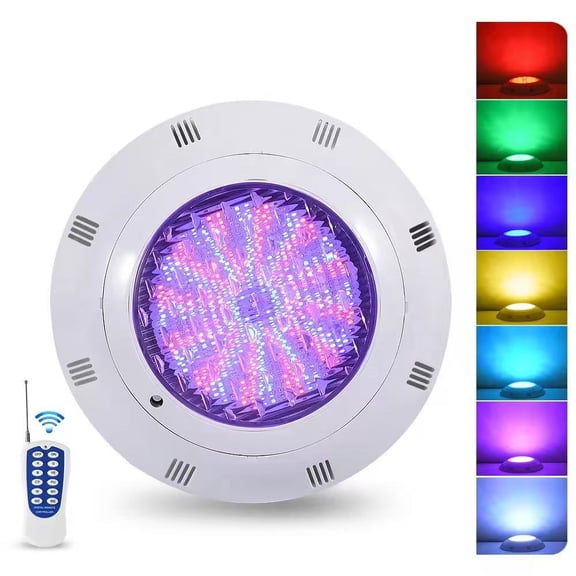 IP68 Waterproof LED Pool Light, Wall-Mounted, 7 Colors with Remote, 12/24V ABS Underwater Light for Aquarium, Pond & Fountain – 50,000 Hour Lifespan
