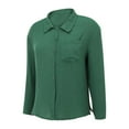 thumbnail image 6 of Chiccall Womens Long Sleeve Button Down Shirts Casual Pleated V-Neck Collared Gauze Tops Blouses Green XL, 6 of 8
