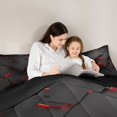 thumbnail image 4 of Feelyou Stereoscopic Rectangle Comforter Set 7pcs, Black Red Square King Bedding Sets, 4 of 8