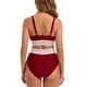 thumbnail image 4 of Trajes de baño Amzcrzy Tankini para mujer, bikini de control de abdomen, bikini de mujer de cintura alta, traje de baño dividido de color con cordón, traje de baño abdominal fruncido, vino, L, 4 of 9