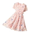 thumbnail image 1 of adviicd Robes Filles Robe Petite Fille Manches Courtes Décontractée Été Enfants Robe d'Été Rose,110, 1 of 3